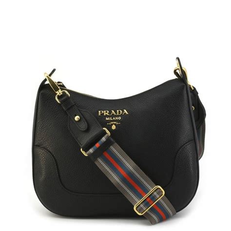 prada black vitello phenix leather web stripe strap crossbody|prada vitello phenix.